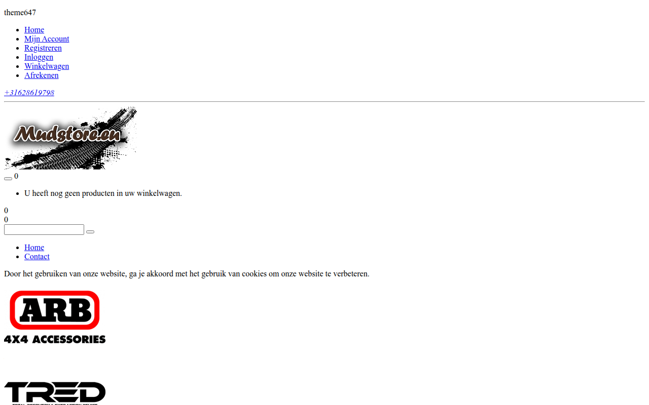 Screenshot van mudstore.eu