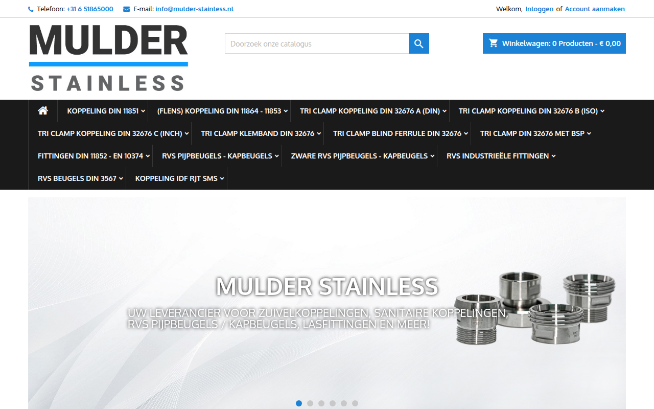 Screenshot van mulderstainless-webshop.com