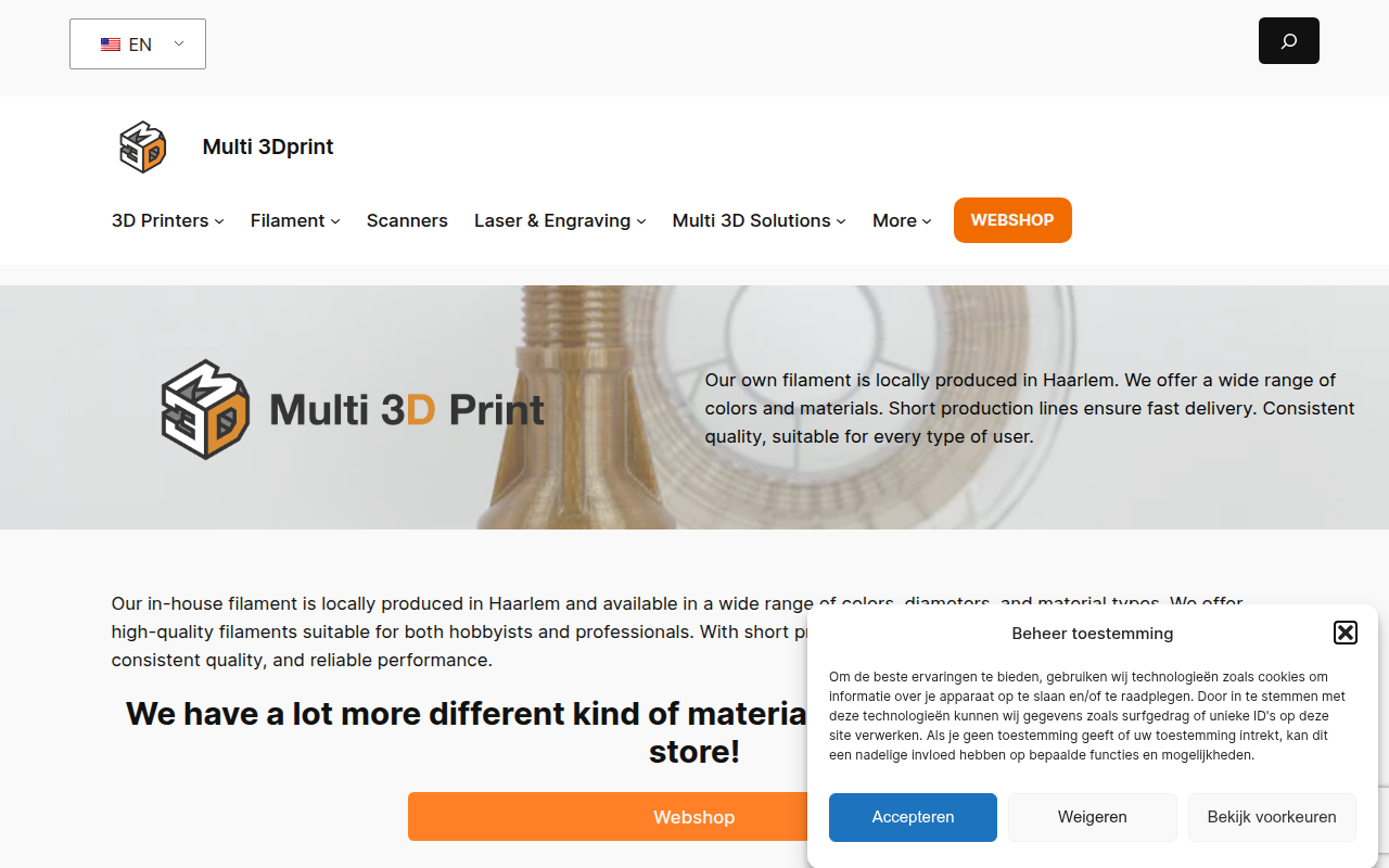 Screenshot van multi-3dprint.nl