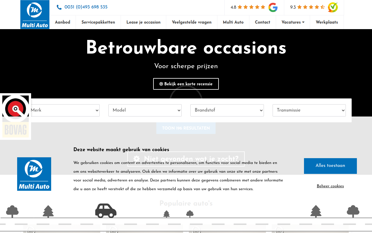 Screenshot van multiauto.nl