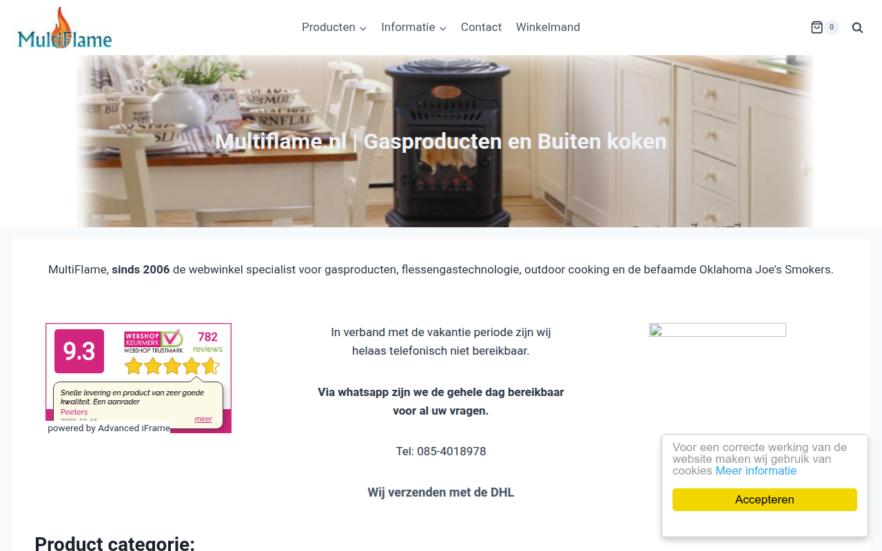 Screenshot van multiflame.nl