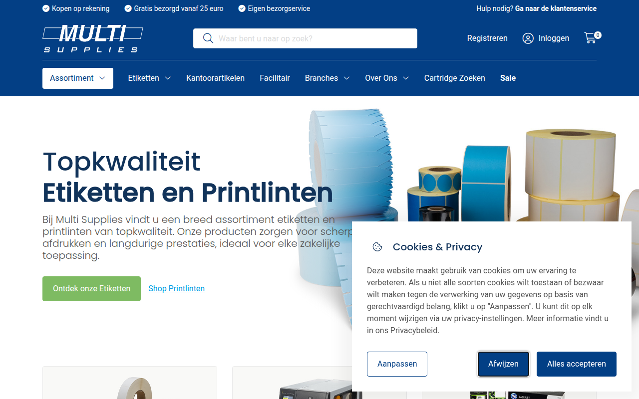 Screenshot van multisupplies.nl