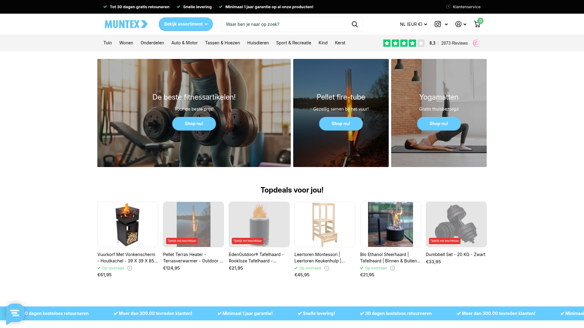 Screenshot van muntex.nl