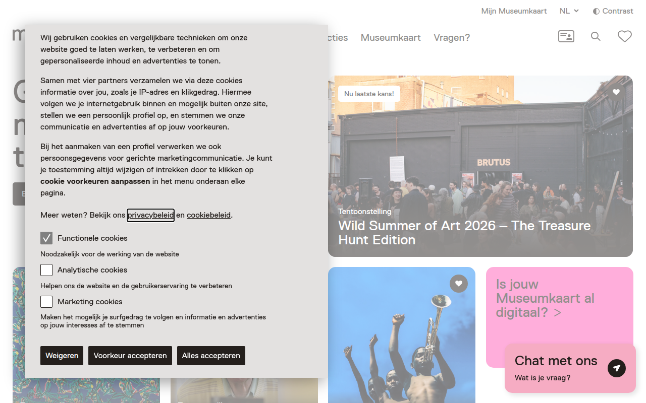 Screenshot van museum.nl