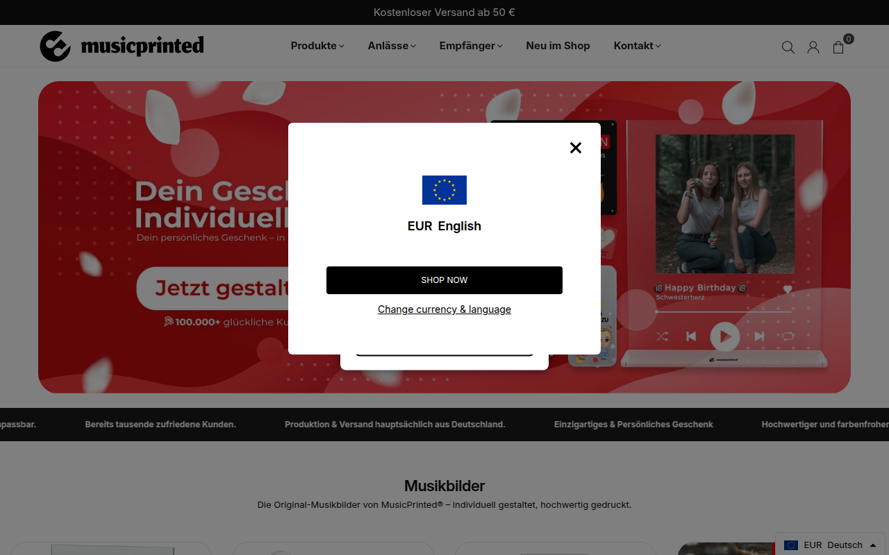 Screenshot van musicprinted.de