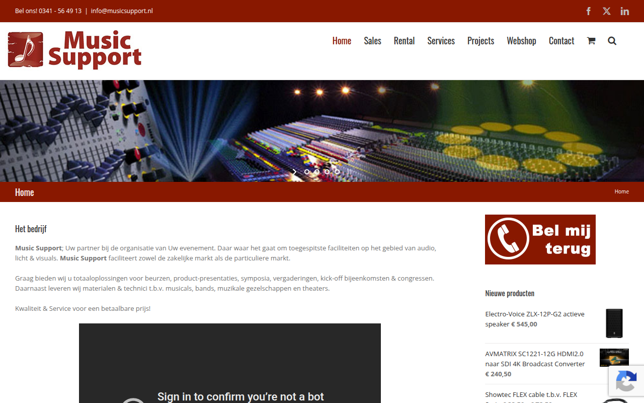 Screenshot van musicsupport.nl