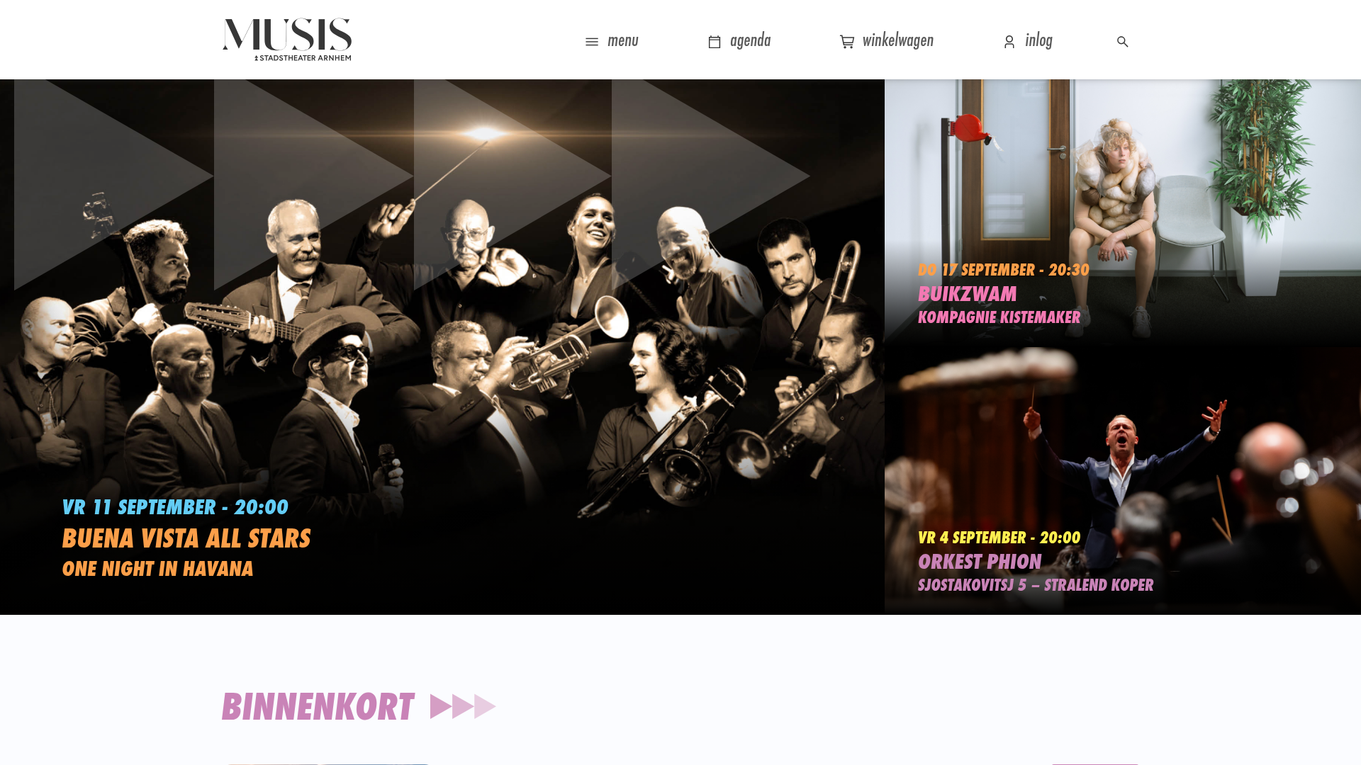 Screenshot van musisenstadstheater.nl