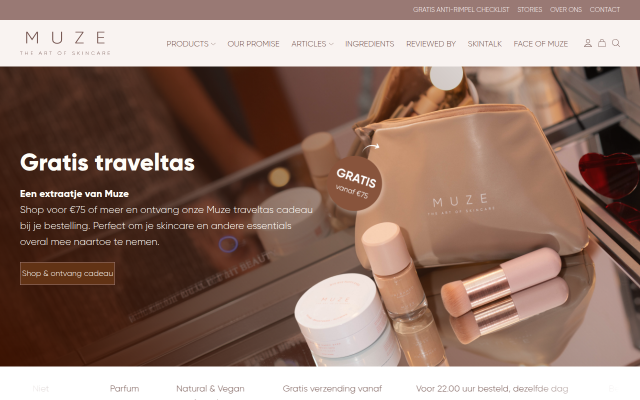 Screenshot van muze-skincare.nl