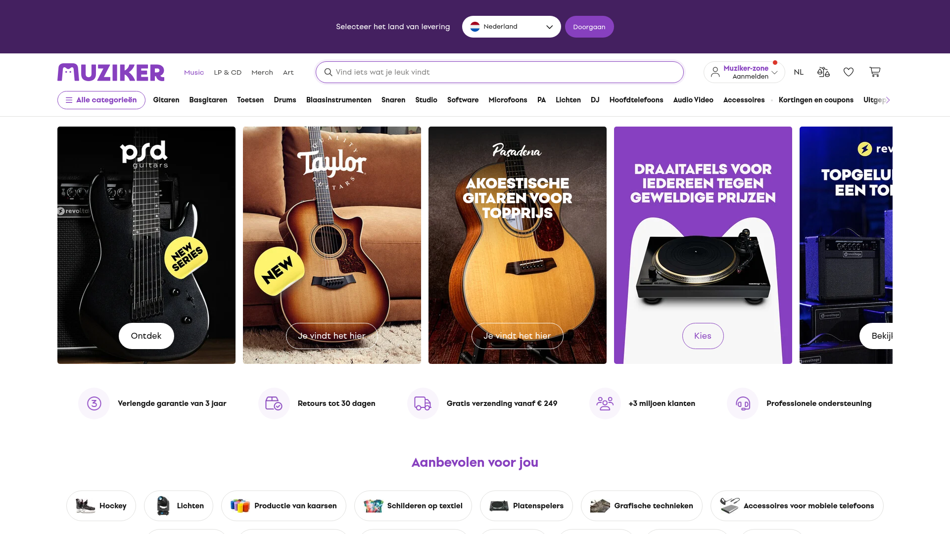 Screenshot van muziker.nl