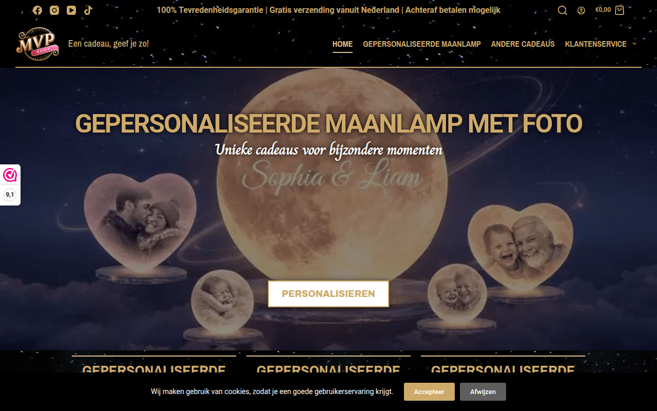 Screenshot van mvpshop.nl