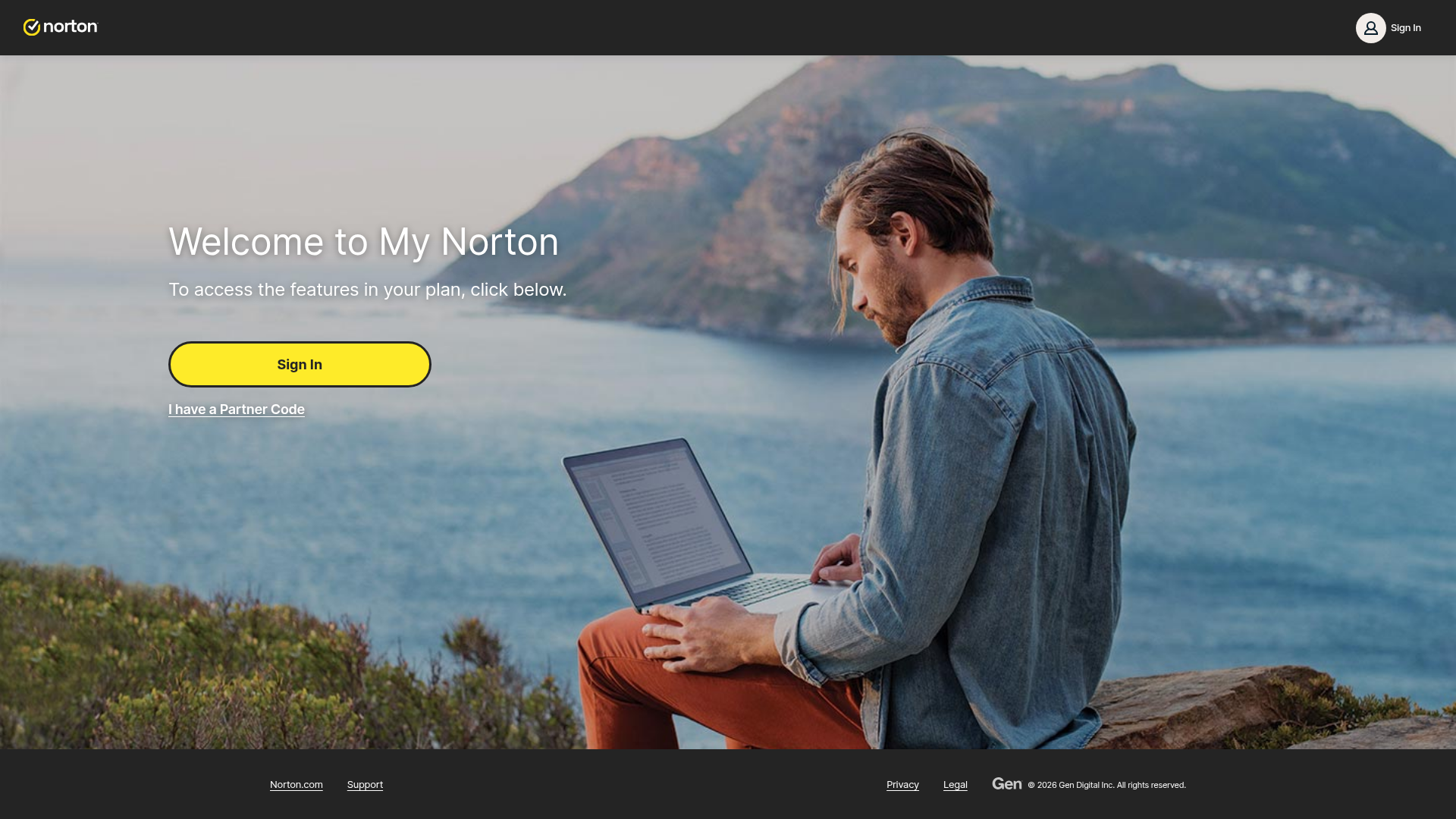 Screenshot van my.norton.com