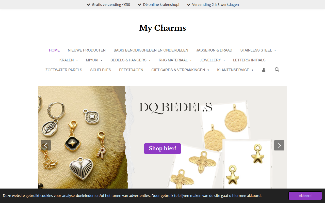 Screenshot van mycharms.nl