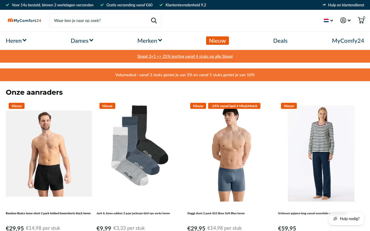 Screenshot van mycomfort24.be