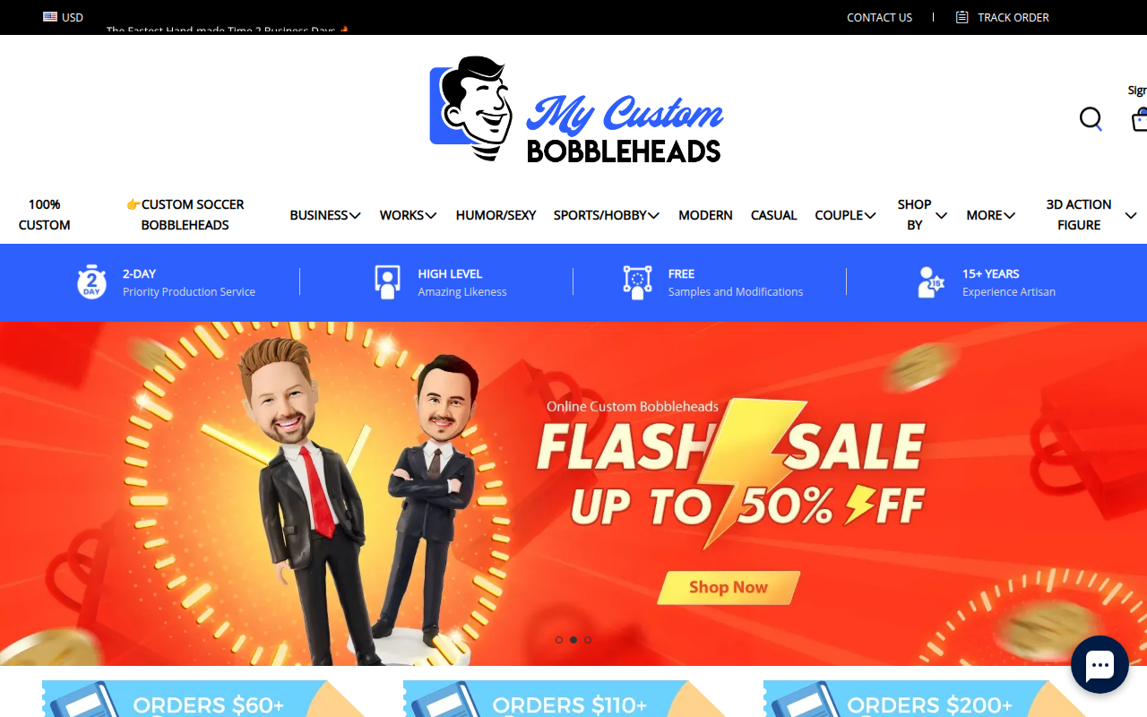 Screenshot van mycustombobbleheads.com