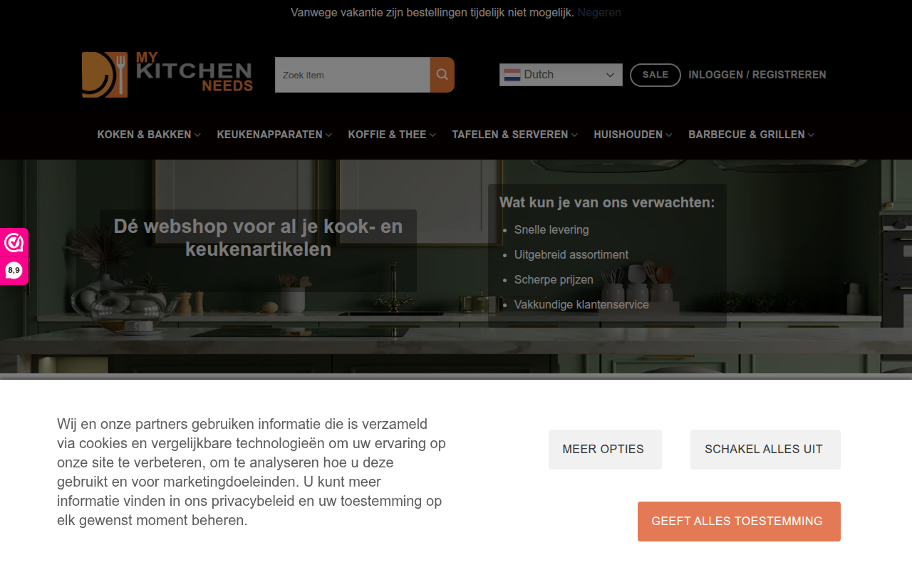 Screenshot van mykitchenneeds.nl