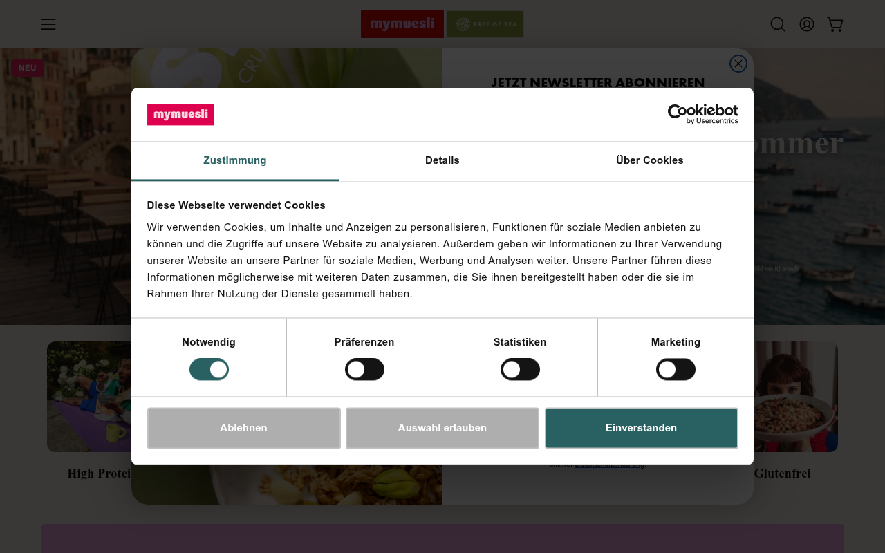 Screenshot van mymuesli.com