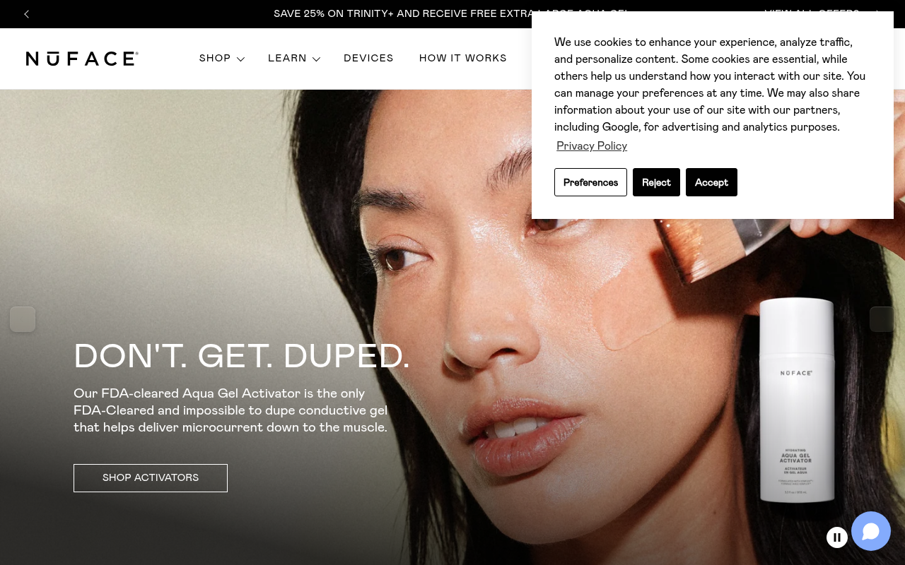 Screenshot van mynuface.com