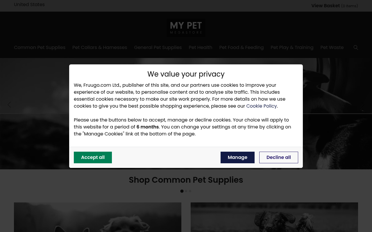 Screenshot van mypetmegastore.com