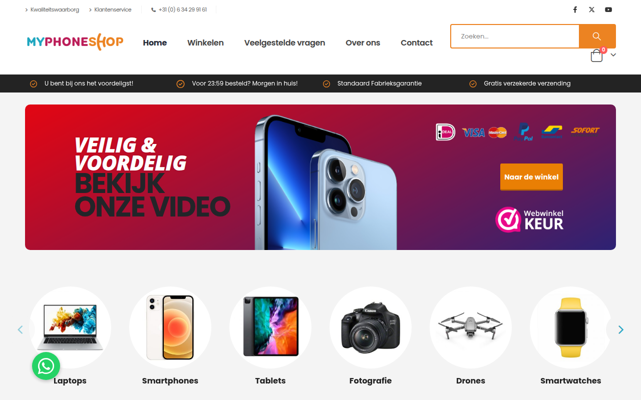 Screenshot van myphoneshop.nl