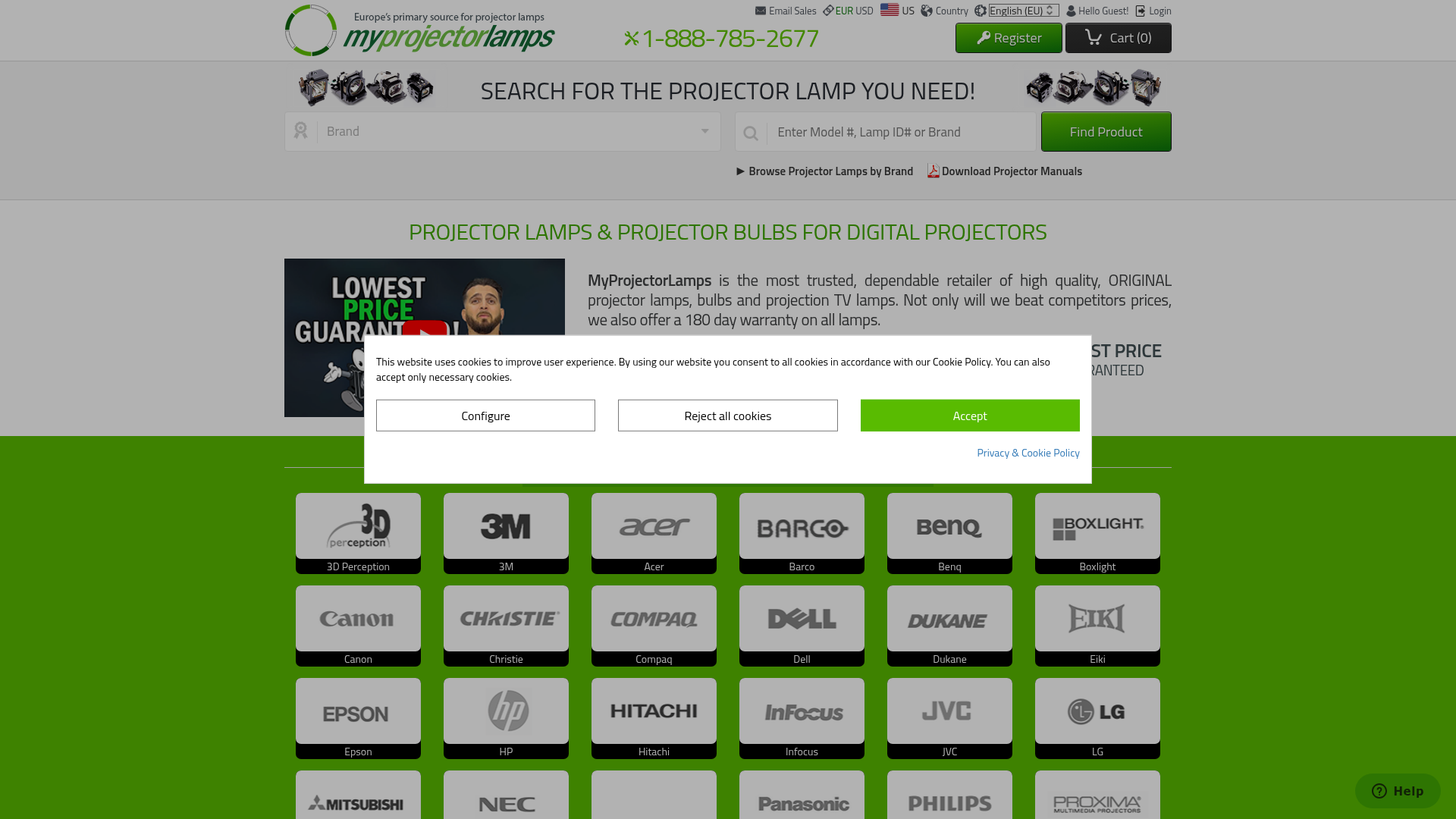 Screenshot van myprojectorlamps.eu