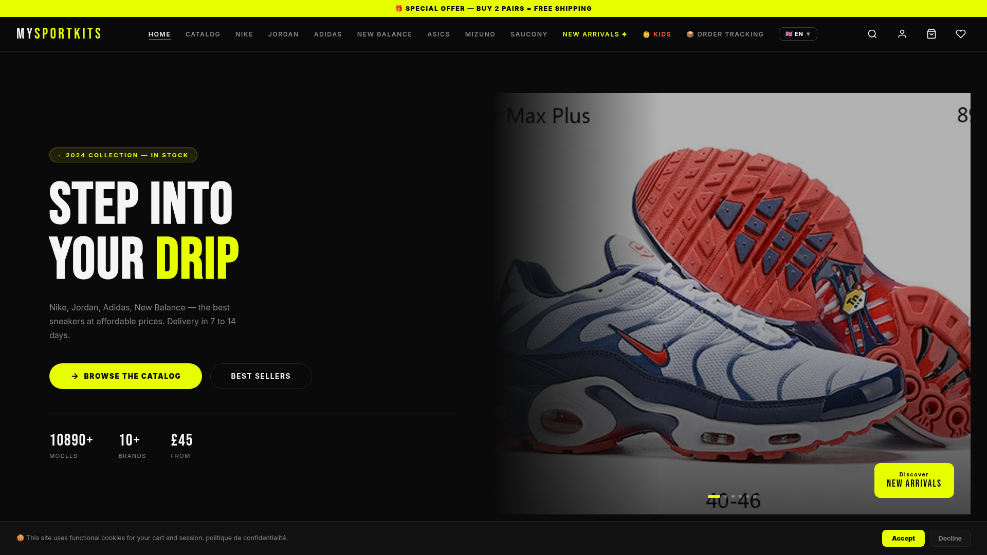 Screenshot van mysportkits.com