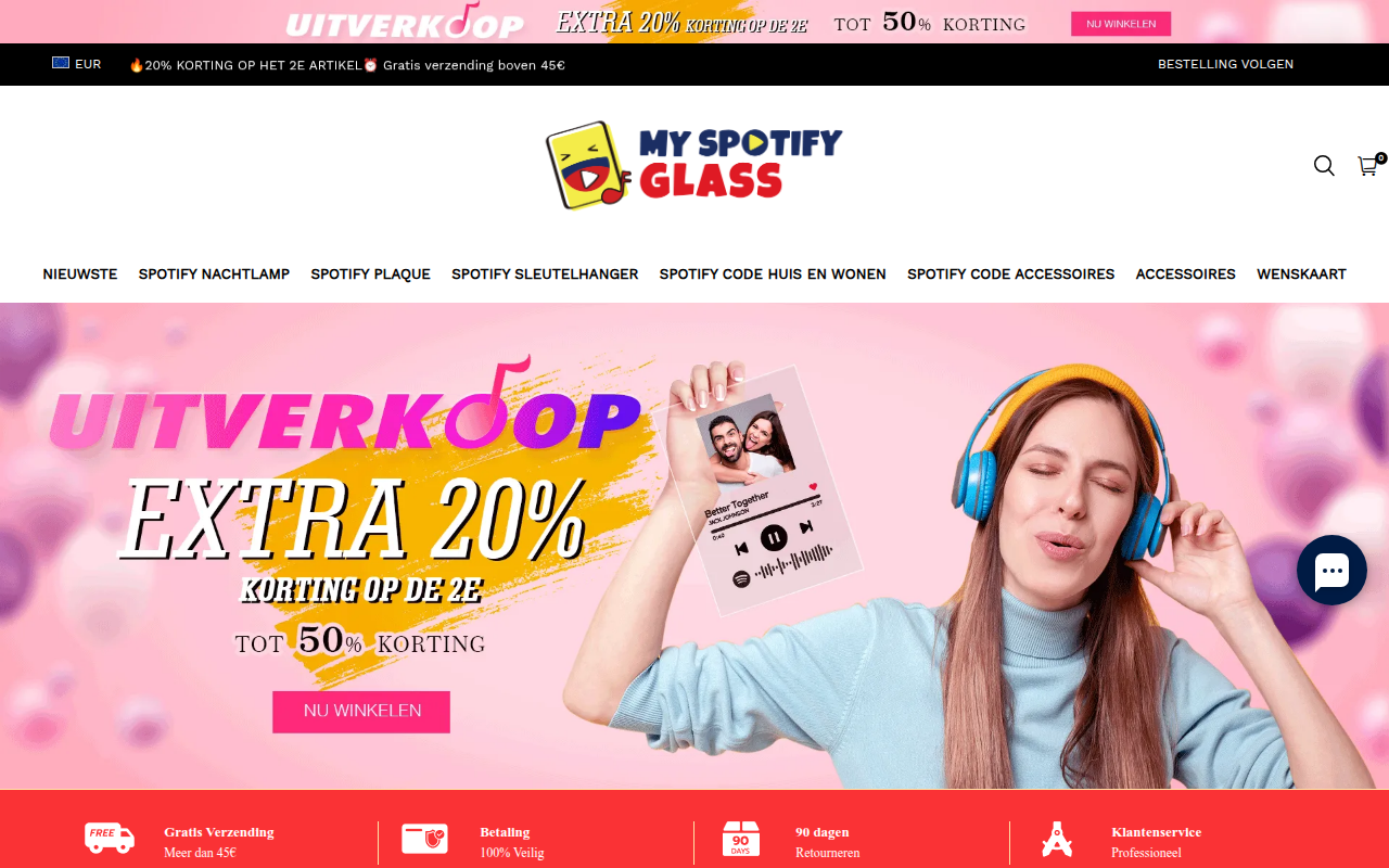 Screenshot van myspotifyglass.nl