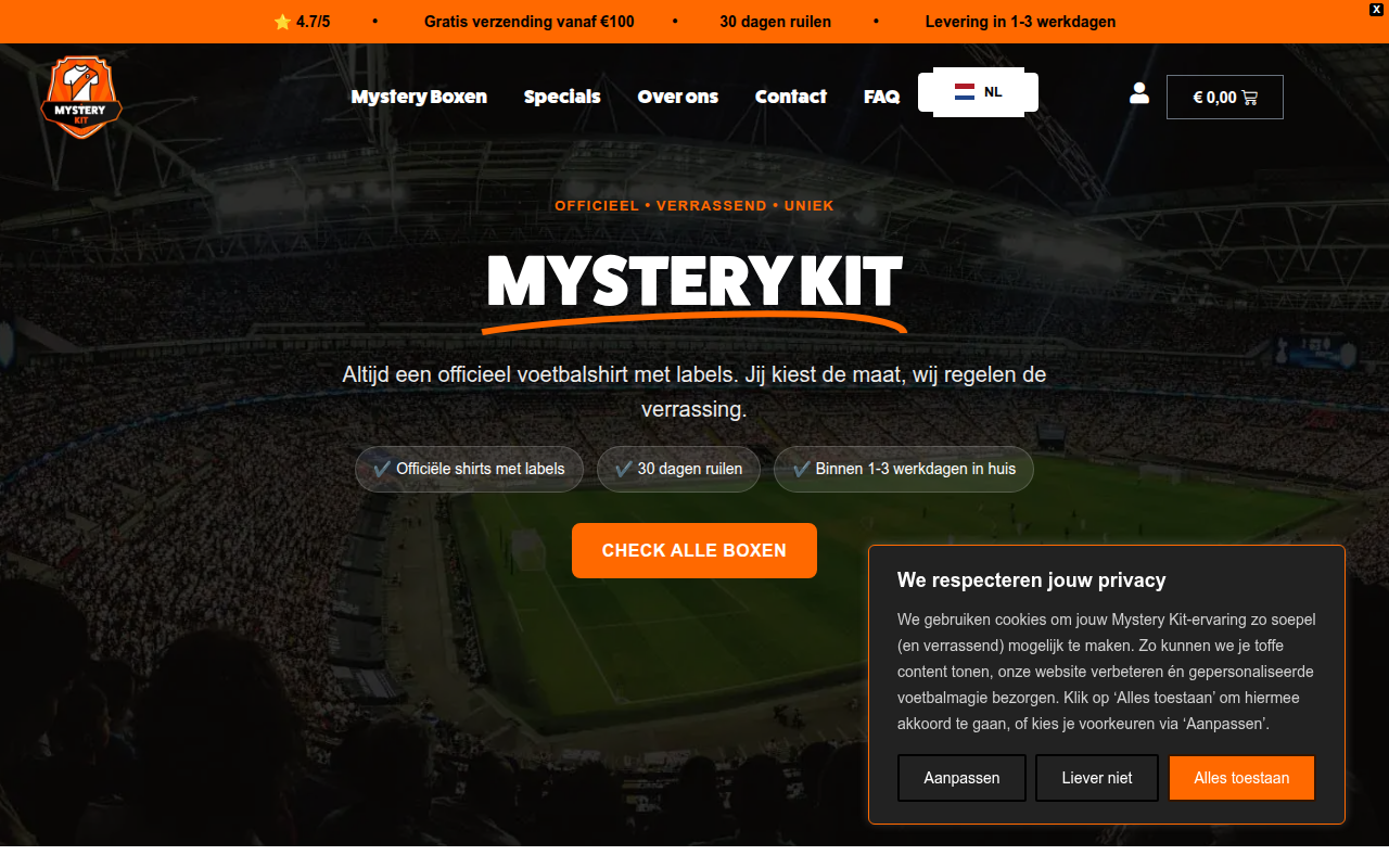 Screenshot van mysterykit.nl