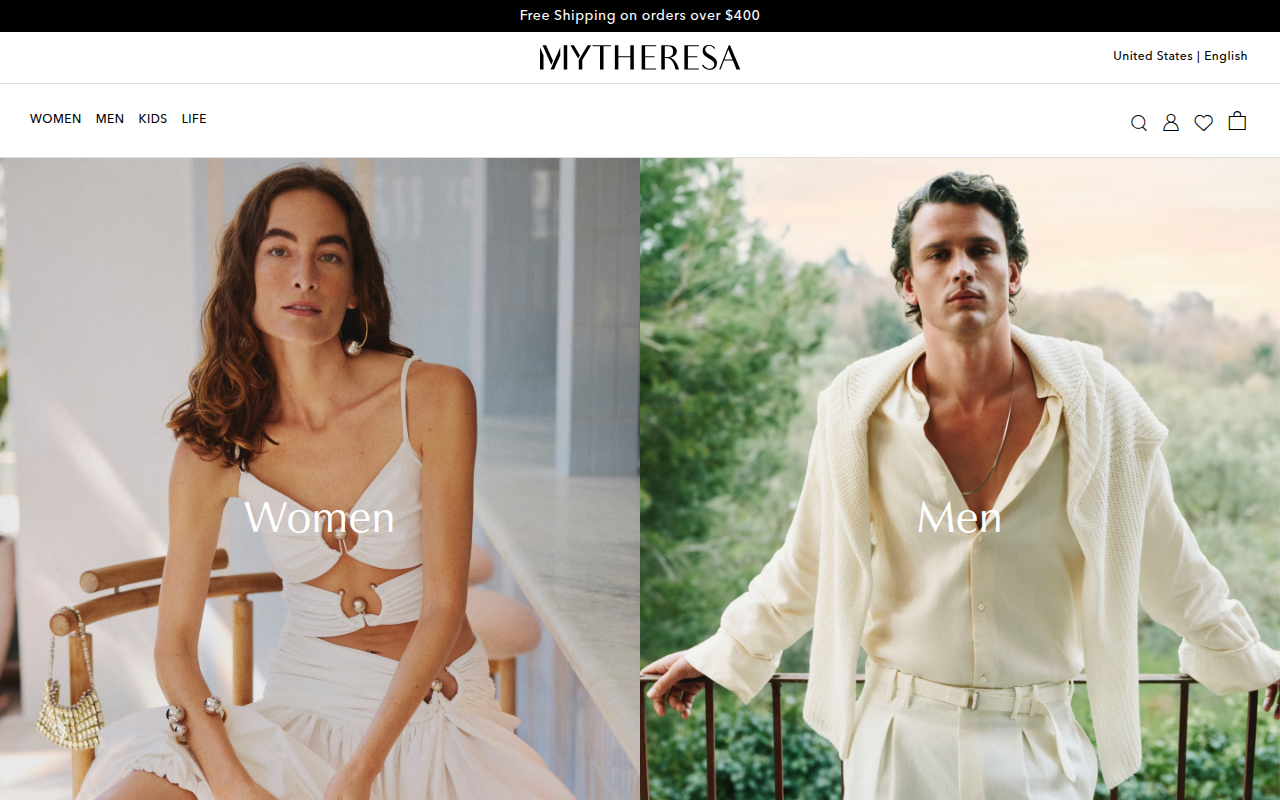 Screenshot van mytheresa.com