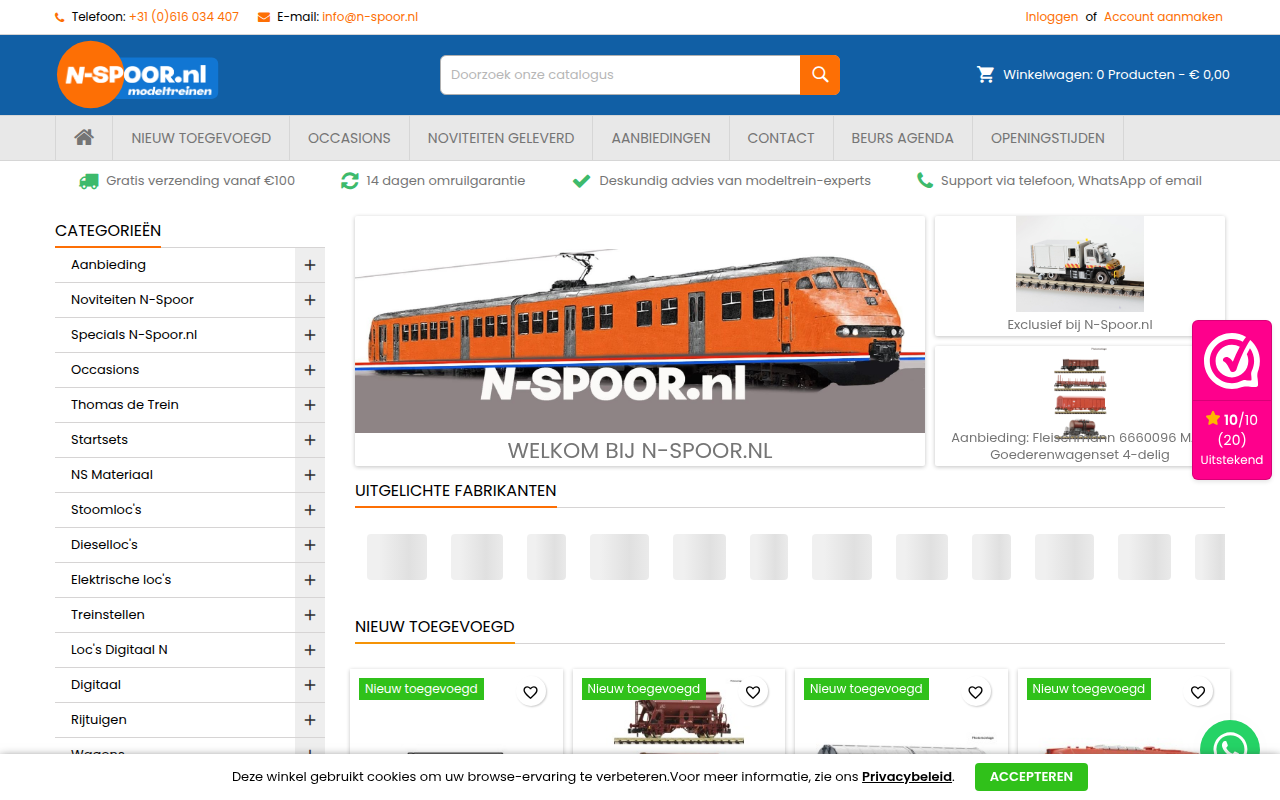 Screenshot van n-spoor.nl