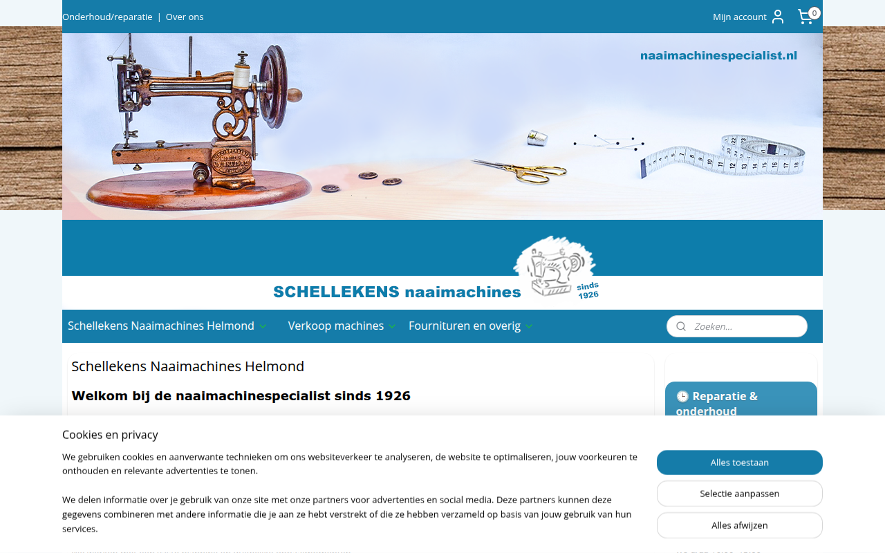 Screenshot van Naaimachinespecialist