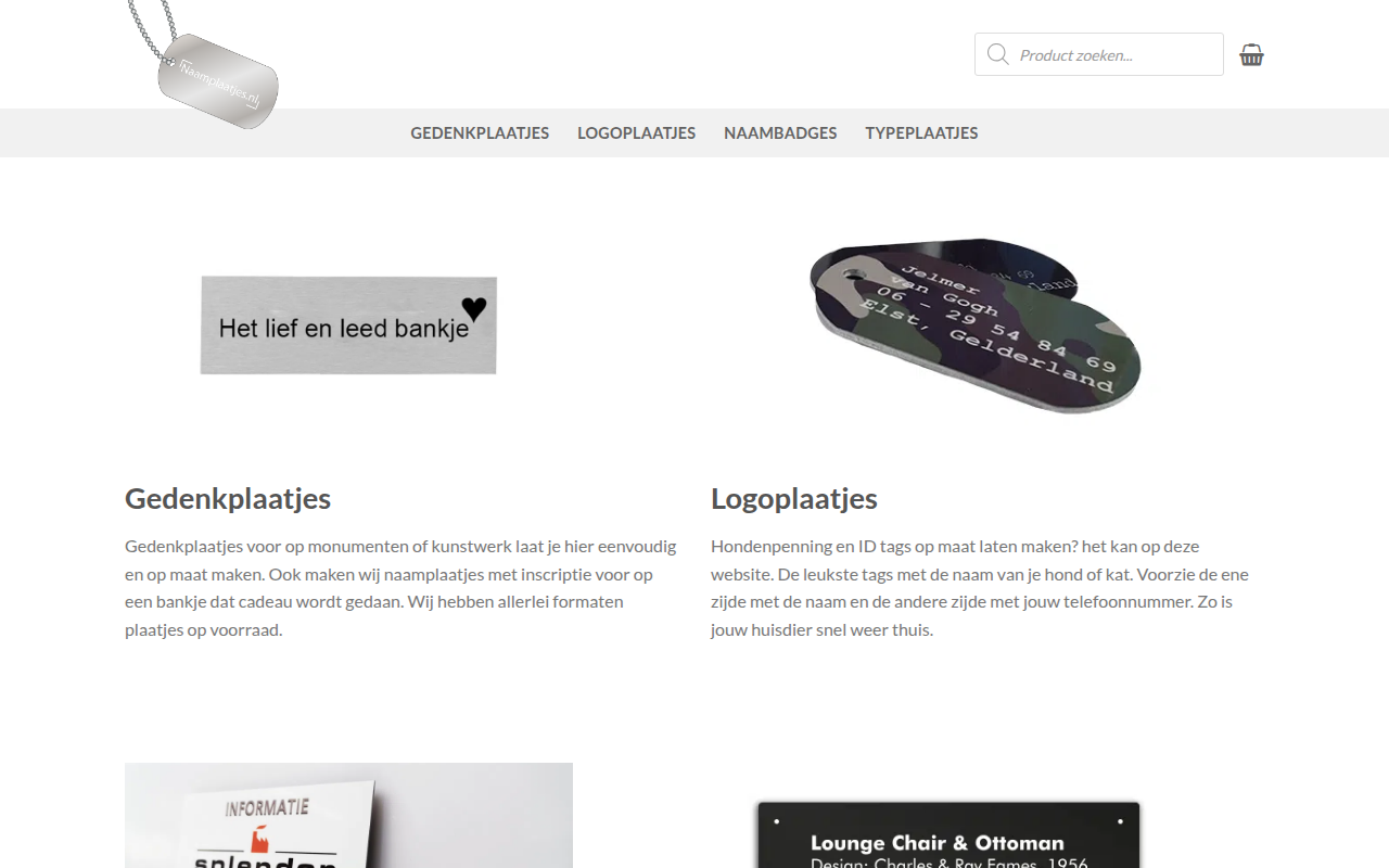 Screenshot van naamplaatjes.nl