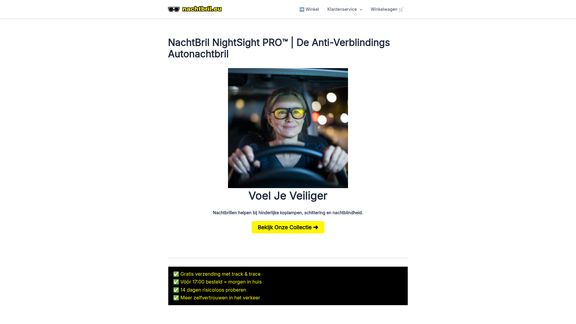 Screenshot van nachtbril.eu