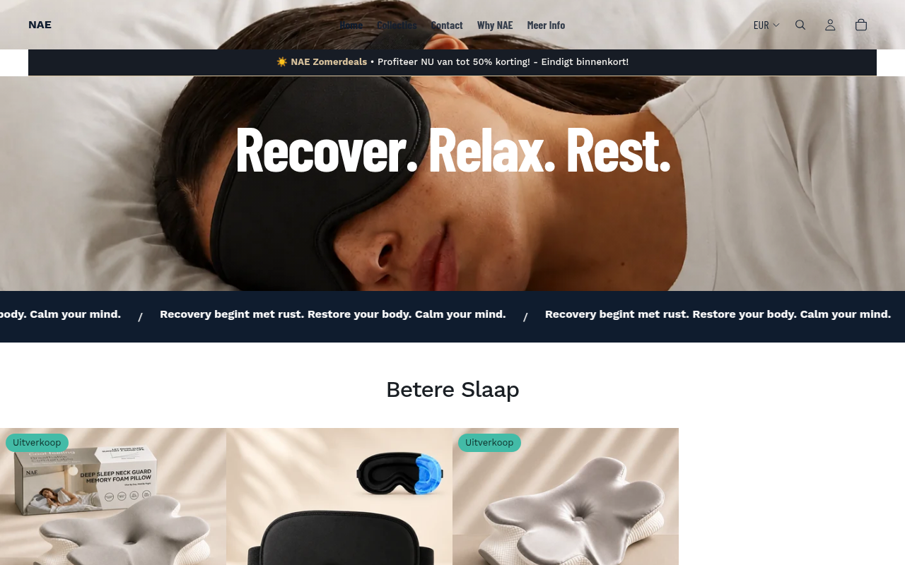 Screenshot van naerecovery.com