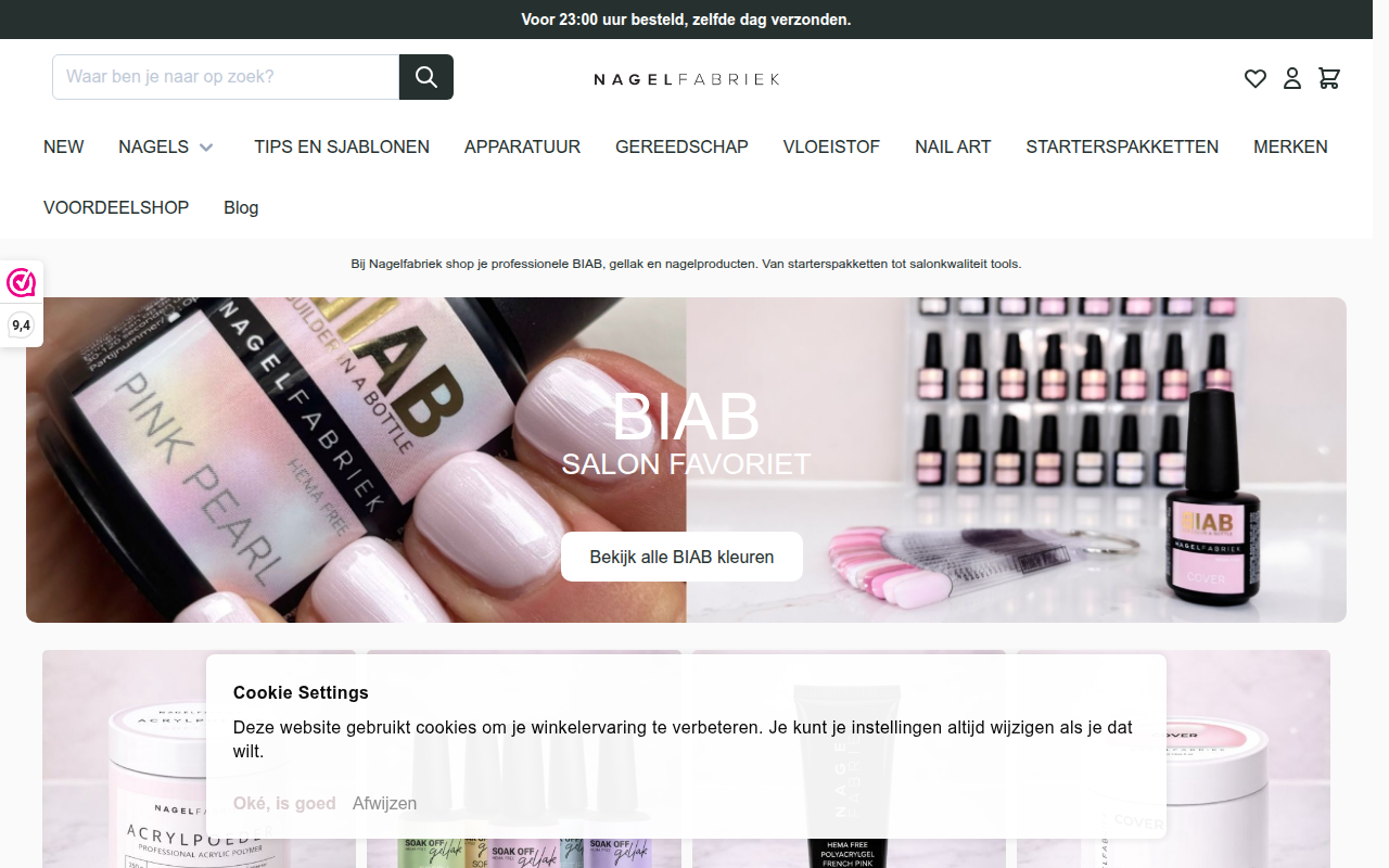 Screenshot van nagelfabriek.nl