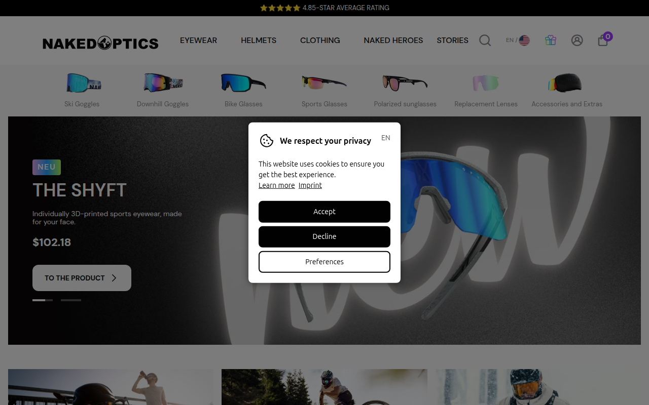 Screenshot van nakedoptics.net