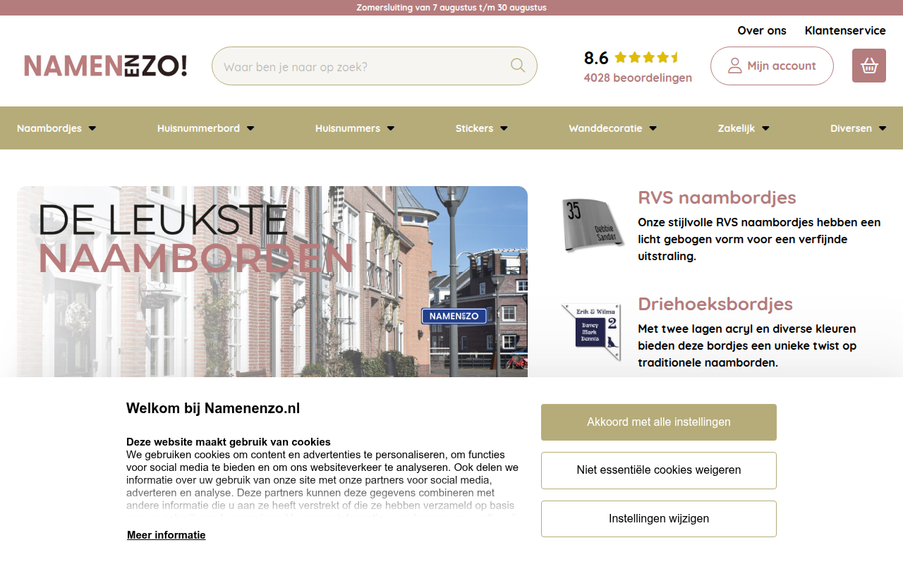 Screenshot van namenenzo.nl