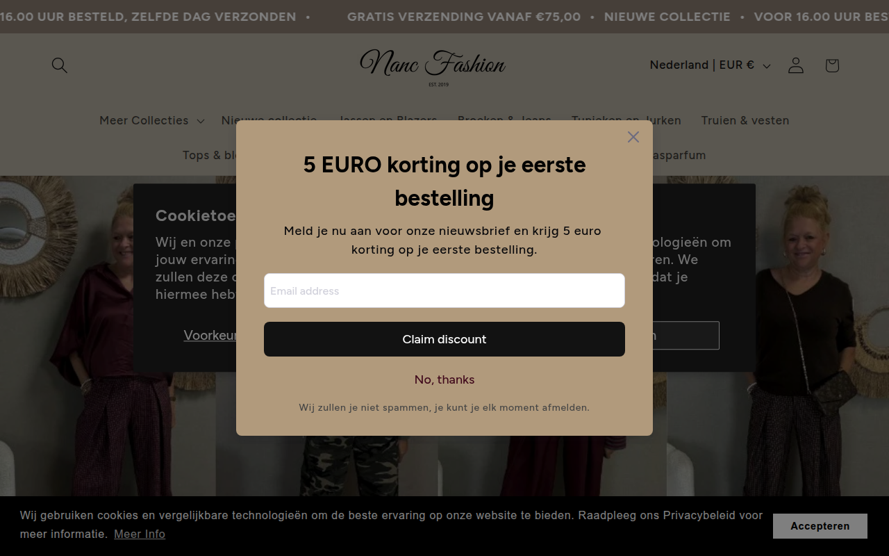 Screenshot van nancfashion.nl