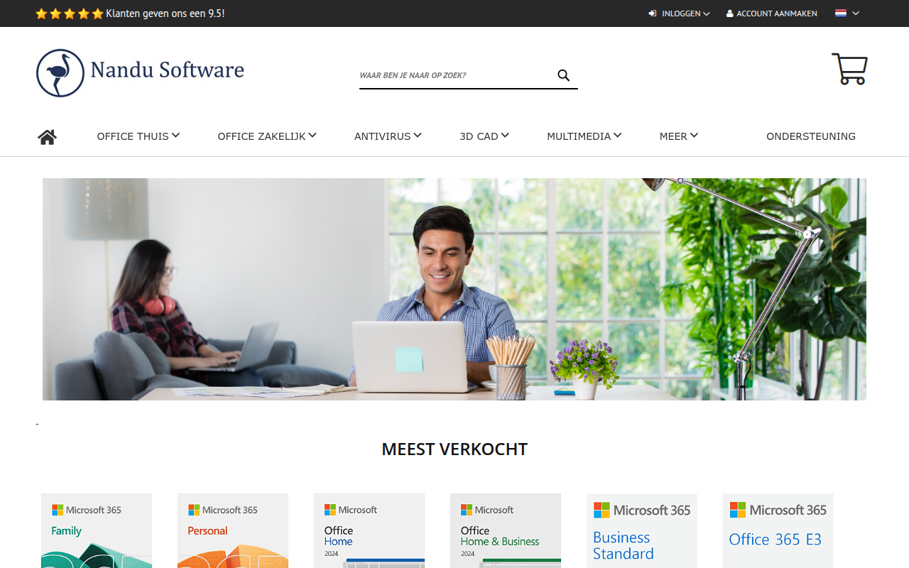 Screenshot van nandusoftware.eu
