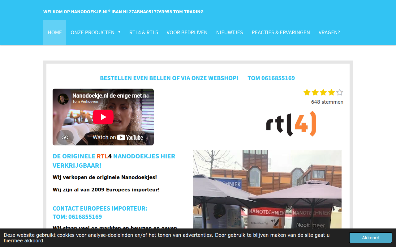 Screenshot van nanodoekje.nl