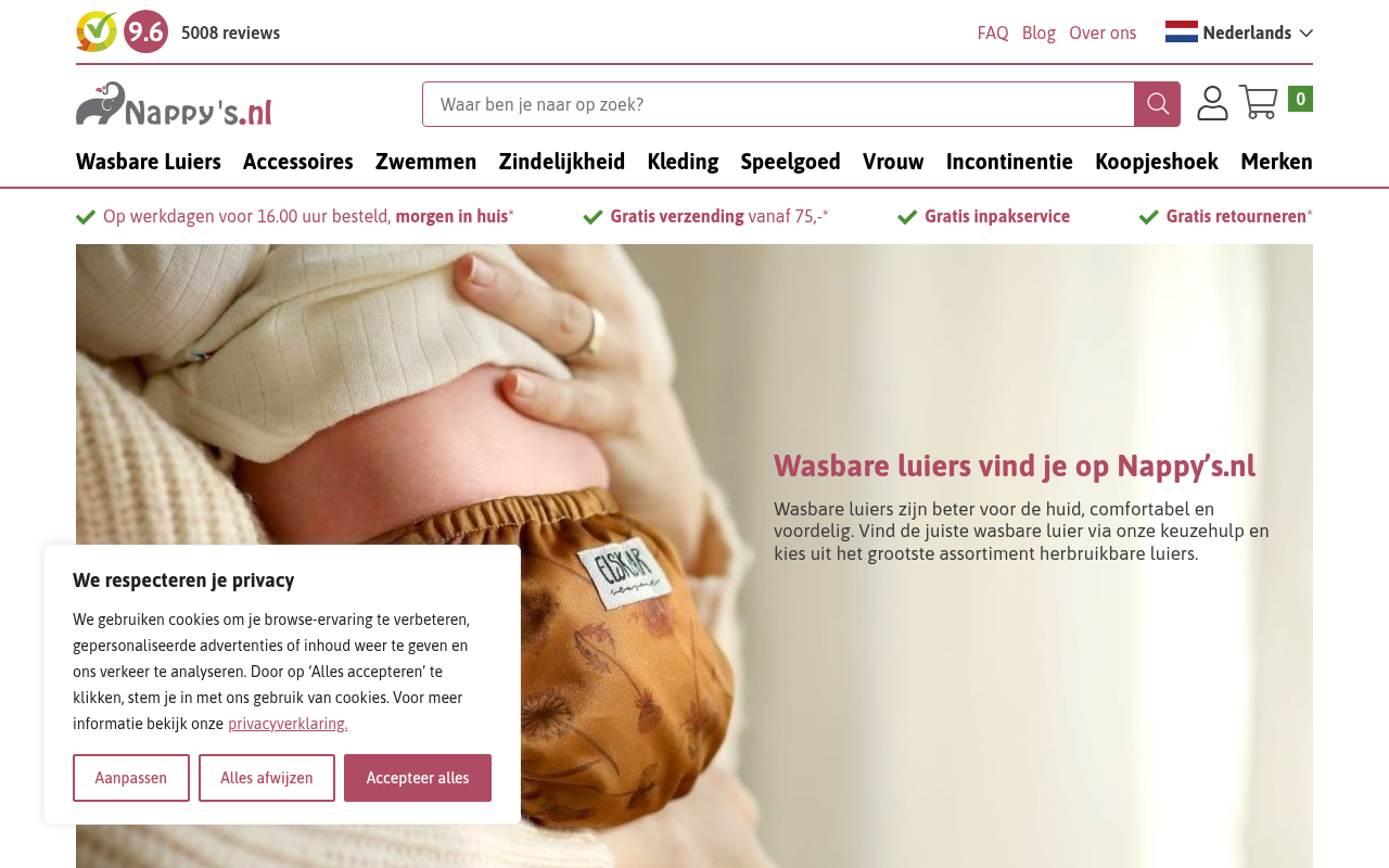 Screenshot van nappys.nl