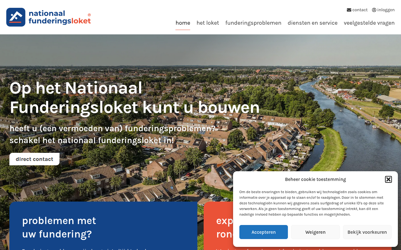 Screenshot van nationaalfunderingsloket.nl