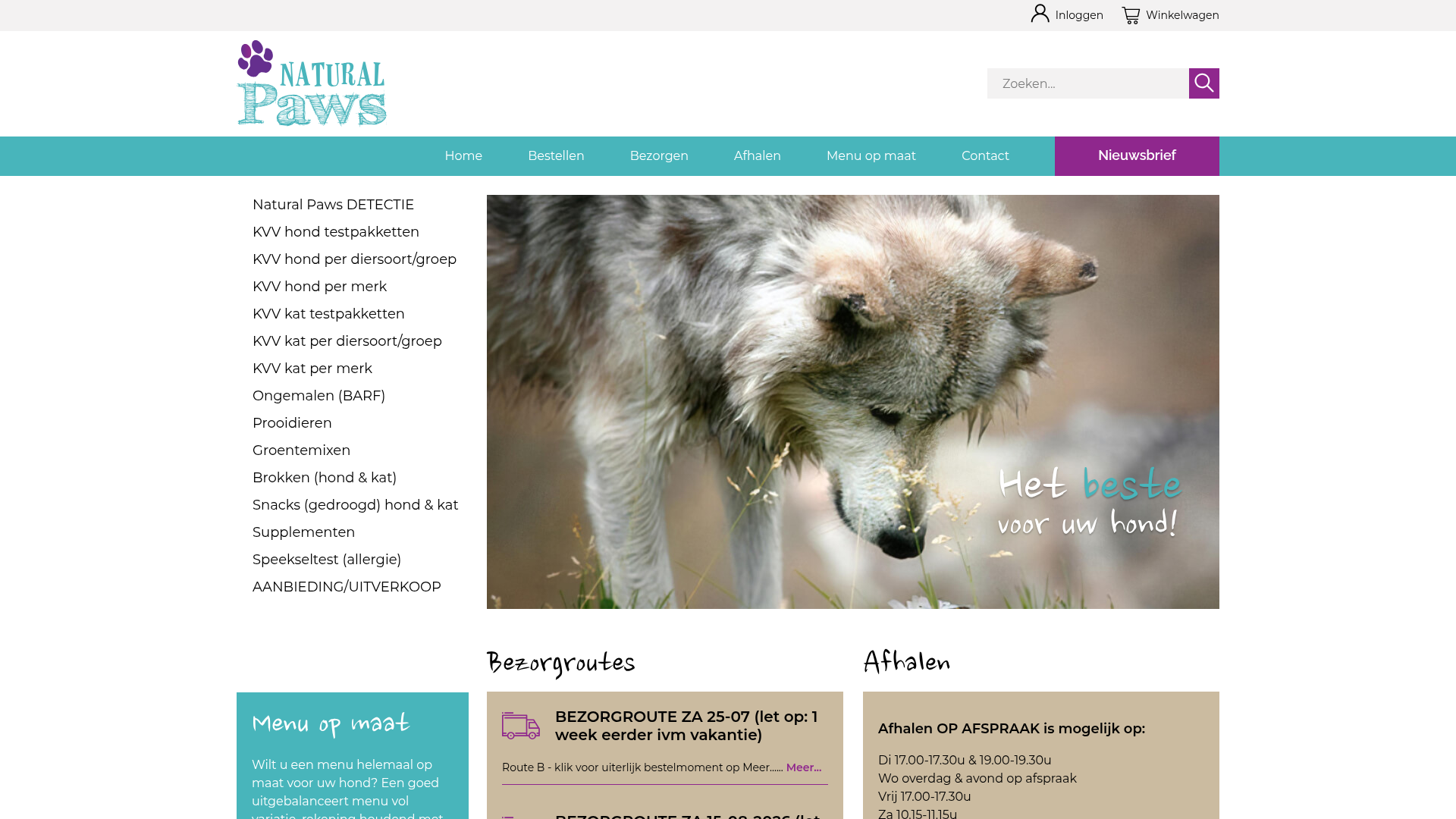 Screenshot van naturalpaws.nl