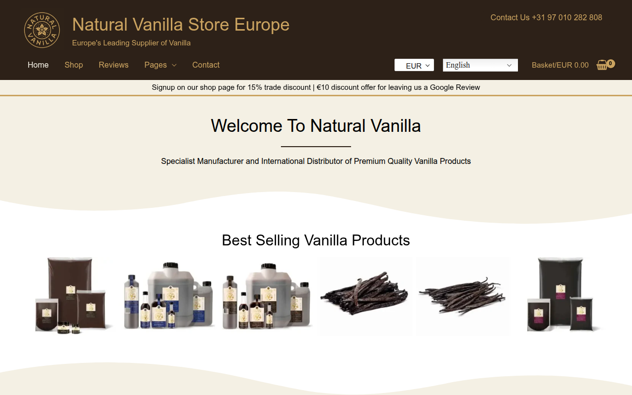 Screenshot van naturalvanilla.eu