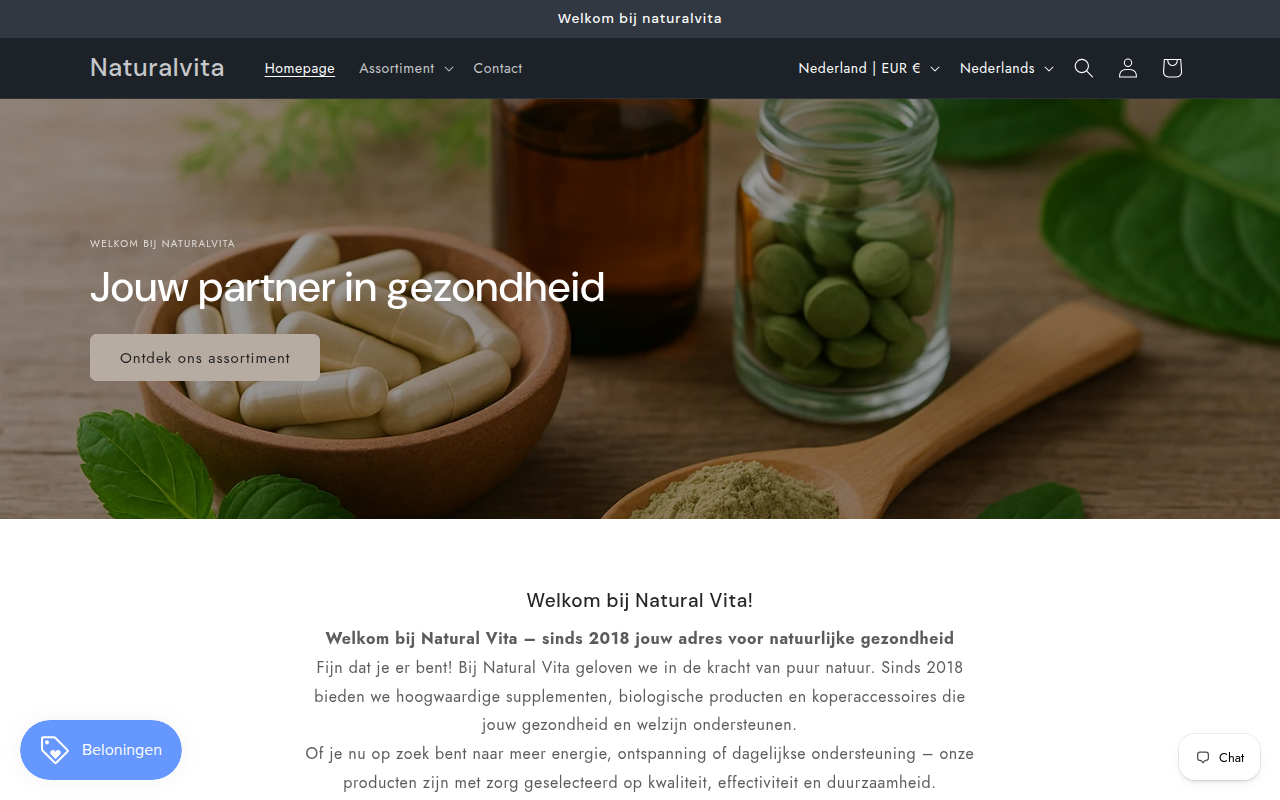 Screenshot van naturalvita.nl