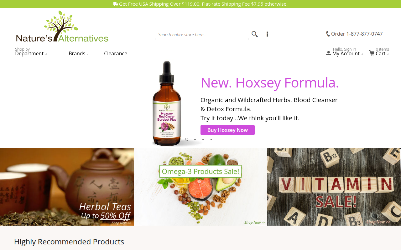 Screenshot van naturesalternatives.com