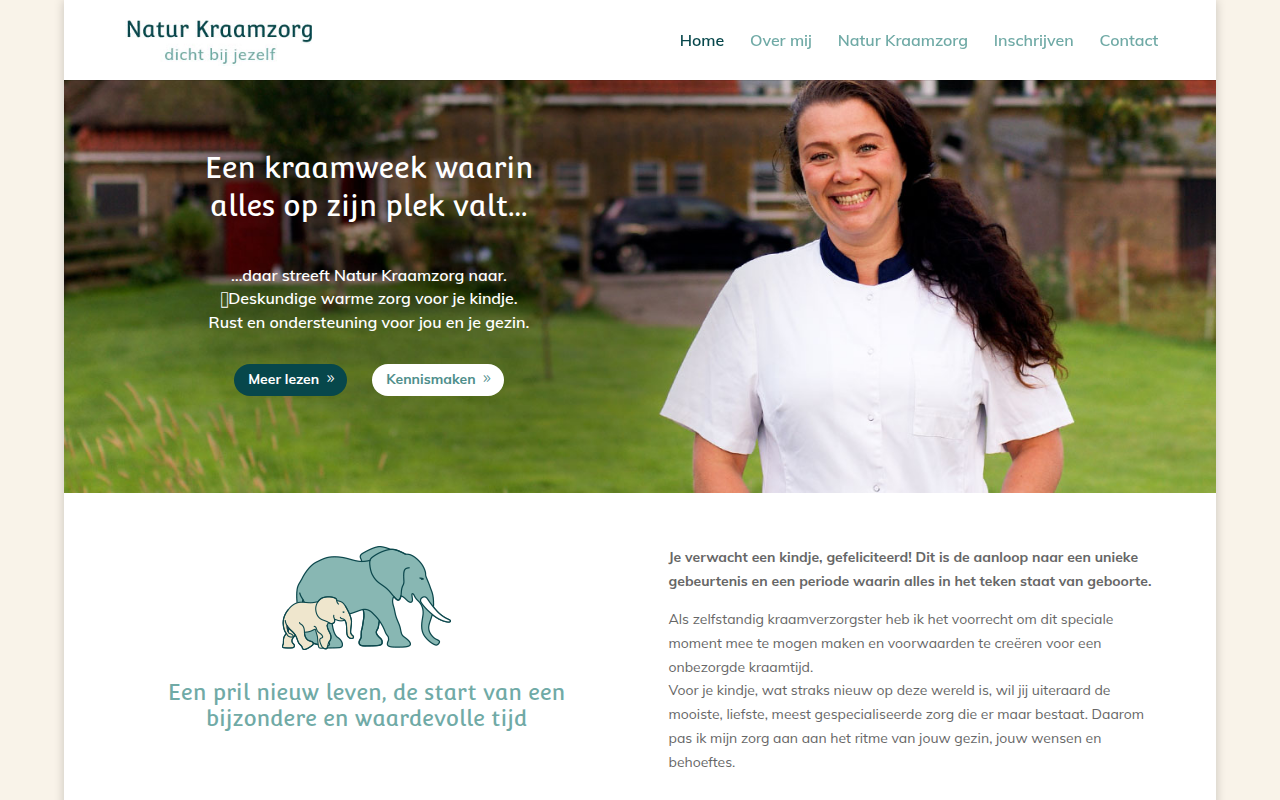 Screenshot van naturkraamzorg.nl