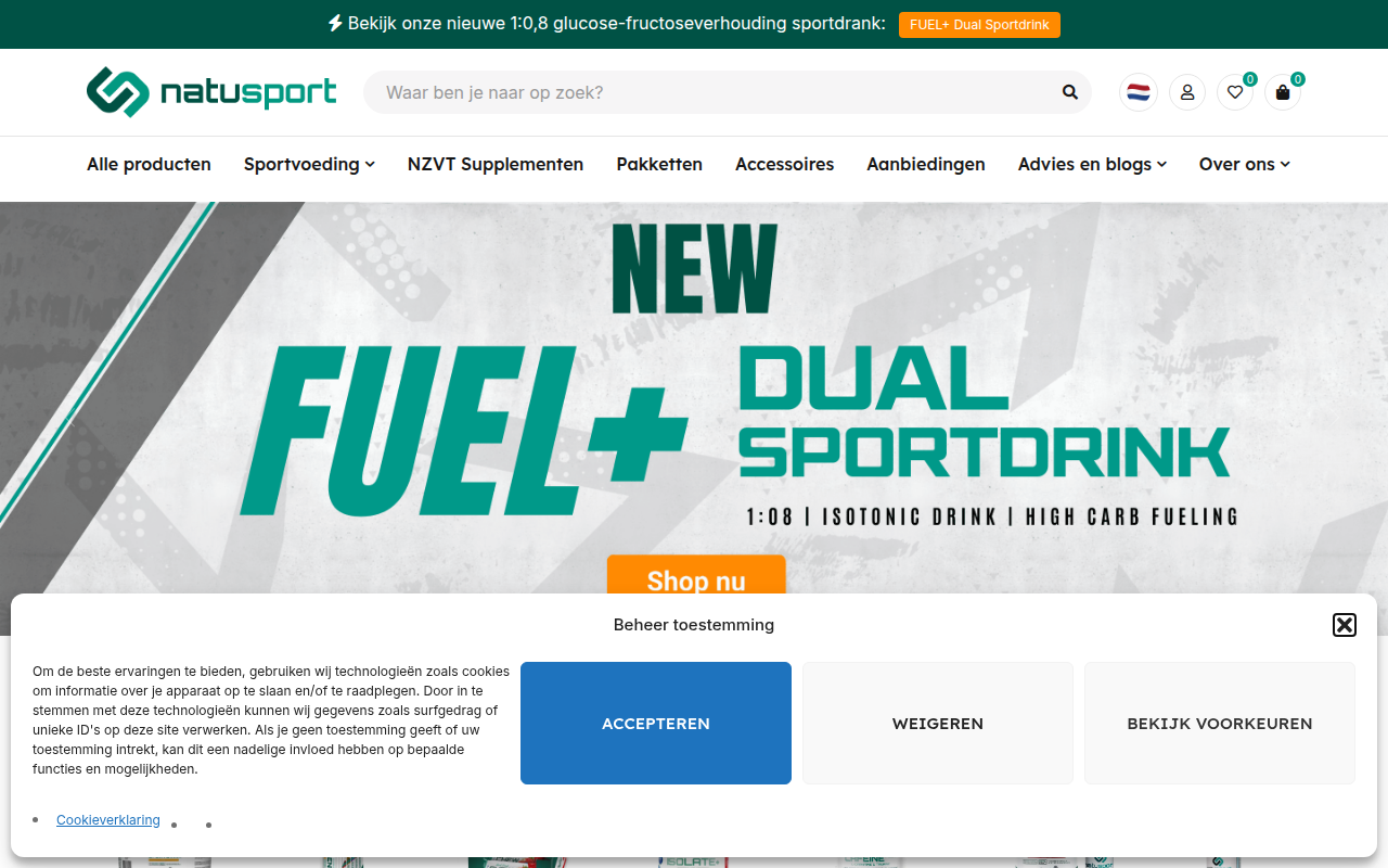 Screenshot van natusport.nl