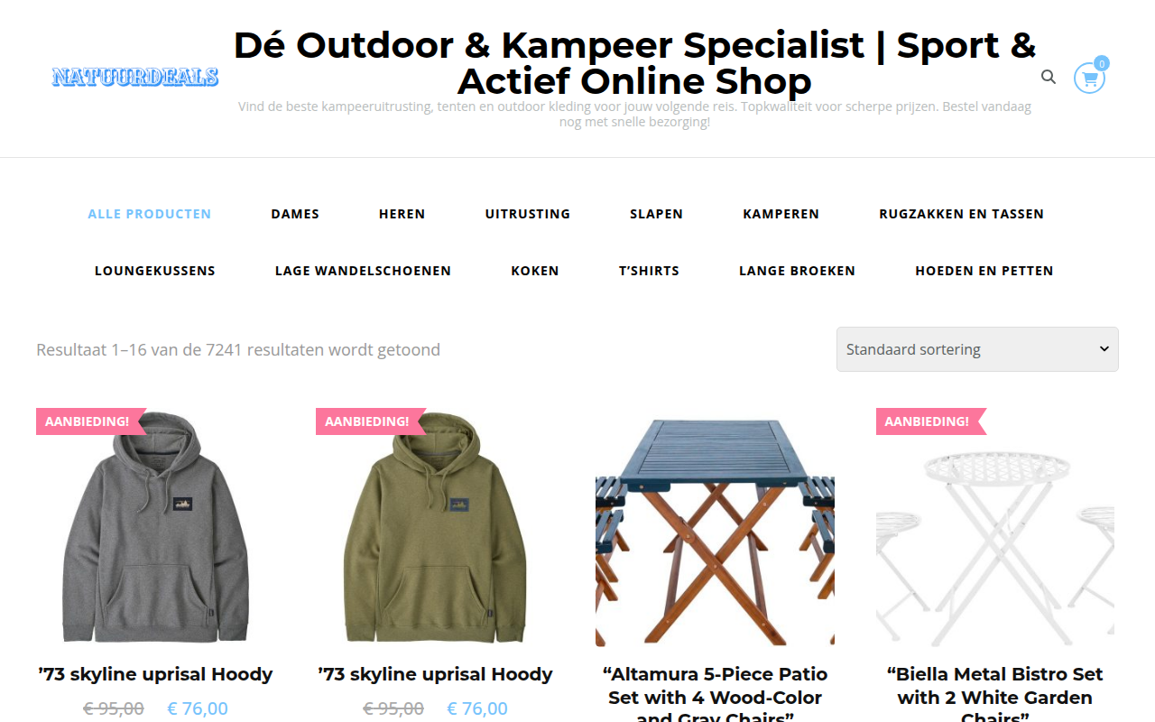 Screenshot van natuurdeals.com