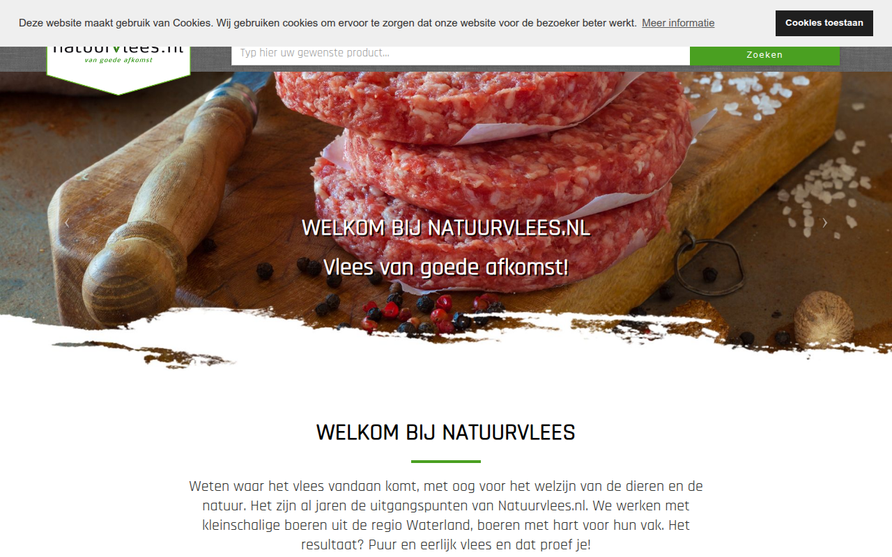 Screenshot van natuurvlees.nl