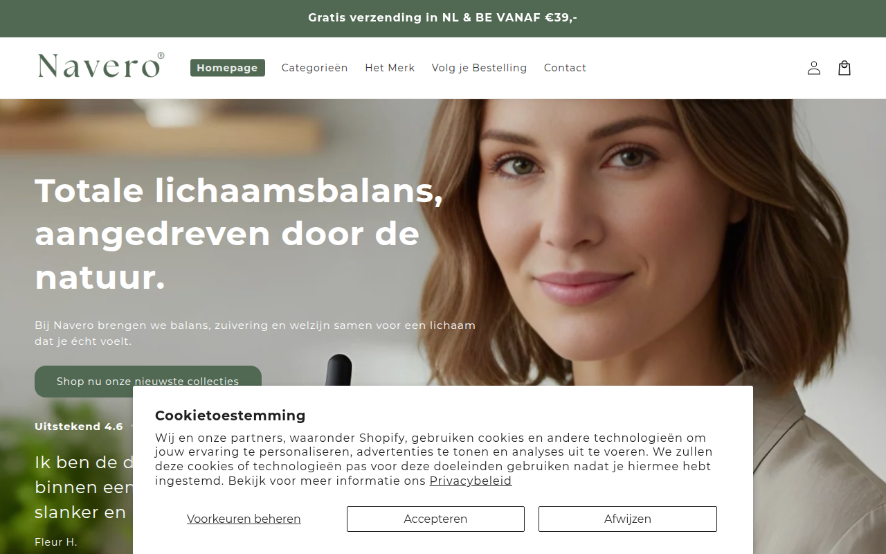 Screenshot van navero.nl